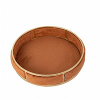 uncoveredTop Round Jewelry Display Tray Lined Interior Velvet Jewelry Tray Segmented Finger Band Holder Holder Dish Decorative for Vanity, Counter