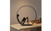 Reading Figure Sculpture Minimalist Metal Desk Ornament Modern Style Circular Hoop Sculpture