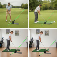 Alignment Golf Swing Training Aid Adjustable Golf Swing Guide with Rods Instant Feedback Equipment Muscle Memory for Golfers, Beginners, Practice Mat