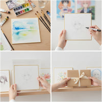 5 Pieces Watercolor Paper Board 300g Watercolor Board with Gold Edge Premium for Illustrators, Calligraphers, Weddings, Exhibitions