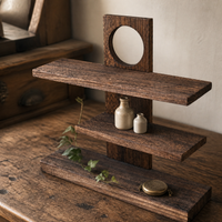 Vintage Style Solid Wood Desktop Storage Rack for Cups and Perfumes