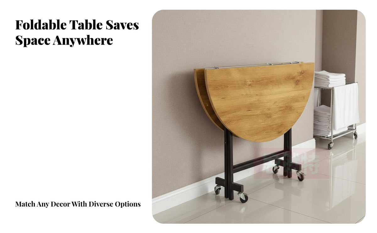 Foldable Round Dining Table Easy Storage Round Folding Table High Capacity Event Furniture for Caterers, Restaurant Owners, Banquets, Wedding, Parties