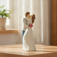 Hand-Painted Couple Sculpture with Kissing Pose Carved Couple Figurine Sentimental Kissing Lovers Sculpture Meaningful for Anniversary