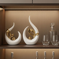 Light Luxury Design Abstract Sailboat Statue High-End Gold Accent Sculpture Modern Ceramic Figurine for Living Room, Office, Wine Cabinet, TV Stand