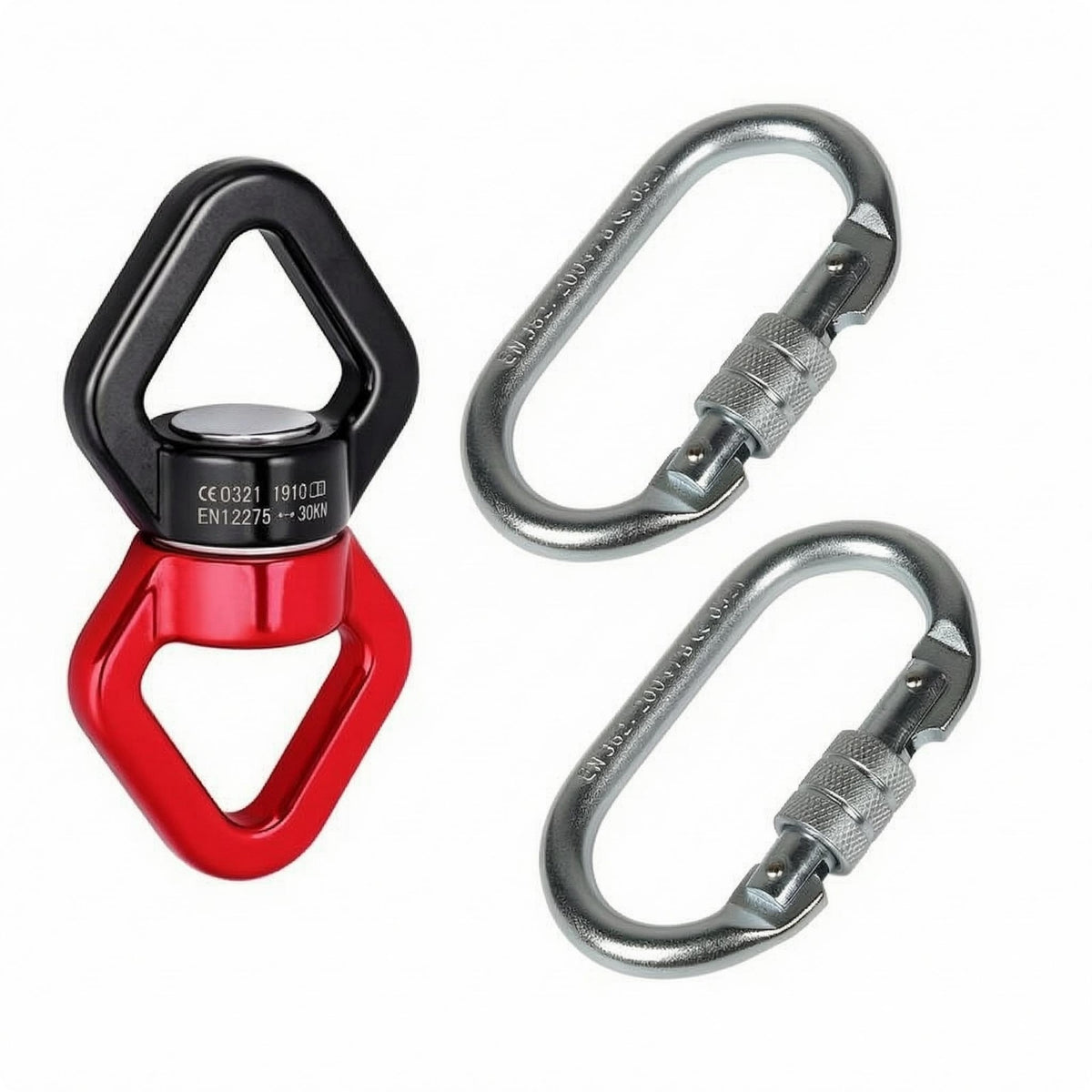 Knurled Rotating Connector Metal Swivel Hook Compact Locking Hook Connector Rounded for Overhead Aerial Fitness, Hammocks, Swings