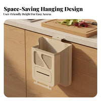 Foldable Hanging Trash Can Space-Saving Foldable Kitchen Garbage Can Cabinet Door Waste Bin Easy to Install for Bathroom, Car
