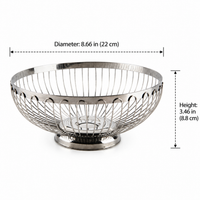Stainless Steel Fruit Bowl, Round Fruit Basket, Rust Resistant Wire Fruit Bowl for Kitchen Bench, Polished Metal Fruit Basket
