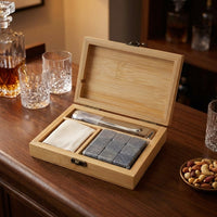 Gift Box for a Birthday Gift, Premium Whisky Gift Set for a Home Bar, Marble Whisky Chilling Stones with Ice Tongs, Unique Gift for Him or Men