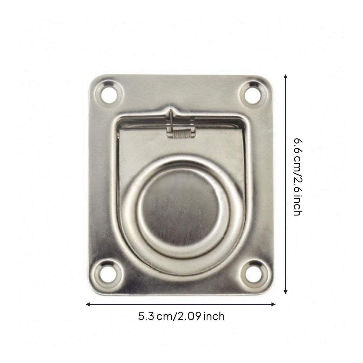 Stainless Steel Deck Latch 4 Mounting Holes Boat Compartment Cover Pull Sunken Circular Pull Handle