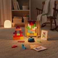Wooden Block Puzzle Interactive Battle Puzzle Educational Tabletop Game with Chime Families, Young Children, Playroom, Classroom