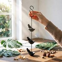 Bird Cup Chain Iron Outdoor Decor Soothing Sound for Garden, Porch