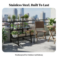 Stainless Steel Rack Indoor Outdoor Multi-Tier Plant Stand Rust-Resistant Floor Standing Planter Holder for Balcony, Living Room, Patio