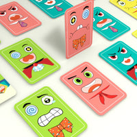 Fine Motor Face-Changing Puzzle Cube Game Rounded-Edged Expression Puzzle Blocks Screenscreenless Face Changing Game with Cards Child-Friendly for Children, Toddlers, Travel