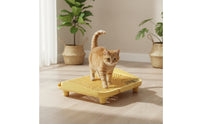 Anti-Tracking Cat Litter Sand-Control Tray Easy Clean Litter Tray with Grid Slotted Raised for Apartments