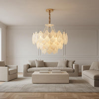 French Retro Chandelier Creamy White Pendant Chandelier Elegant Hanging Lamp for Living Room, Primary Bedroom