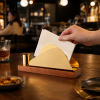Gold Stainless Steel Napkin Holder, Modern Polished Serviette Dispenser for Restaurant & Cafe, Rectangular Double Hole Design for Home Dining