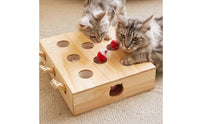 Solid Wood Feline Whack-a-Rodent Toy Interactive Lever Action Feline Toy Boredom Relief for Cats, Kittens, Indoor