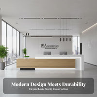 Reception Desk Lacquered Finish Modern Reception Desk Sturdy Construction Checkout Counter for Receptionists, Retailers, Hotel, Medical Office