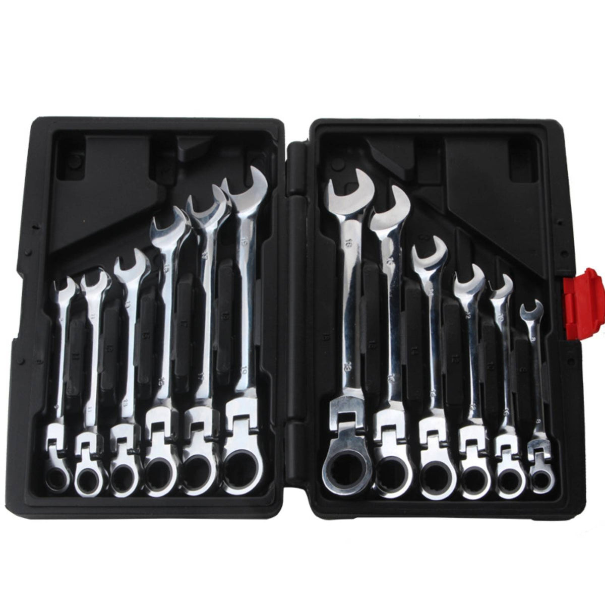 12 Pieces Ratcheting Wrench Set Metric Articulated Head Wrench Set Articulated for Home Mechanics
