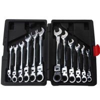 12 Pieces Ratcheting Wrench Set Metric Articulated Head Wrench Set Articulated for Home Mechanics