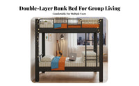 Steel Bunk Bed Raised Guardrail Dormitory Bunk Bed Built-in Ladder Bedroom Furniture for Students, Workers, Dorm Room, Hostel, Apartment