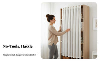 Toolcostless Installation DrillcostlessNo-Drill Shelf Fixture Hides Clutter Tension Rod particle Screen Easy to Install Cabinet Curtain adaptable for Apartment Dwellers, property owners, Wardrobe, shelving unified, Bedroom, Living Room