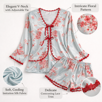 Pyjamas for Women Silky Two Piece PJs Set with Cooling Material, Finish Bedroom Wear for Hot Weather Summer Nights, Ladies Lounge