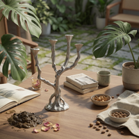 Branch Candlestick Sculptural Candle Stand Textured for Dining Table, Mantel