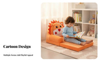2-in-1 Design transformable Flip-Open Sofa Soft and Comfy transformable Character Lounger creature Theme Toddler Armchair Foldable for Toddlers, Infants, Parents, storytime reading corner, Nap Time, Playroom, Nursery
