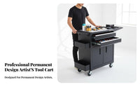 Permanent Makeup Workstation Cart Lockable Casters Mobile Workstation Trolley Wheels with Brakes Mobile Tool Cabinet for Artists, Beauty Salon