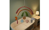 Wooden Mobile with Rainbow Natural Hanging Baby Mobile with Charms Gender Neutral Simple for Newborns, Crib, Nursery