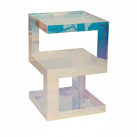 Rainbow Color Iridescent Acrylic Table Modern aesthetic Iridescent Square Table Minimalist Household Furnishing Space-Saving for Design aficionados, Interior Decorators, Living Room, Beside Sofa, Bedroom, Small Spaces