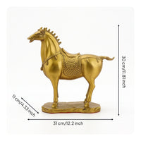 Horse Figurine with Saddle Carved Brass Horse Statue Collectible Ornament for Desk