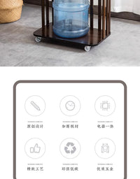 移动茶水柜泡茶台办公室茶具饮水桶自动烧水壶置物架边柜 原木色方形茶水架