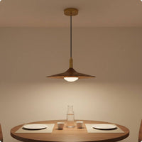 Wood Pendant Lamp French Style Disc-Shaped Pendant Light Minimalist Design Saucer Hanging Light for Dining Table, Bar Counter, Restaurant