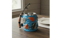 Unique Gift Fishing Rod Handle Mug Creative Design Fishing Theme Mug Beer Stein for Fishermen, Anglers