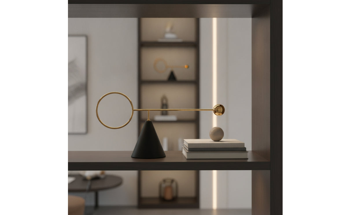 Abstract Display Detail Modern Tabletop Sculpture Matte Black Geometric Sculpture for Home Office, Entryway