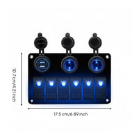 RV Switch Panel Aluminum Marine Switch Board Voltmeter Vehicle Accessory for Boat Owners