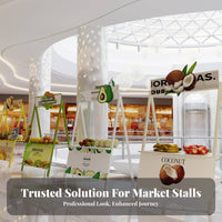 Portable Mobile Vendor Booth Heavy Duty Wrought Iron Stall Shelf Weather Resistant Promotional Sales Rack Wide Countertop for Street Vendors, Small Business Owners, Event Promoters, Night Markets, Trade Exhibit S, Festivals, Shopping Malls