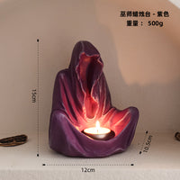 欧式幽灵巫师香薰蜡烛摆件烛台艺术复古小众创意稀奇古怪派对摆设 巫师蜡烛台-黑色扫银