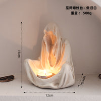 欧式幽灵巫师香薰蜡烛摆件烛台艺术复古小众创意稀奇古怪派对摆设 巫师蜡烛台-黑色扫银