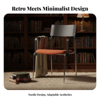 Retro Design Upholstered Armchair with Metal Frame Soft Padded Cushions Cushioned Metal Frame Seat ErRetro-Inspirednomic Backrest Dining Chair Easy Assembly for Homeowners, Office Workers, Readers, Kitchen, Living Room, Bedroom, Reading Nook