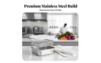Efficient Drainage Stainless Steel Food Container with Drainer Sealed Lid Refrigerator Storage Container with Strainer Easy to Clean Stainless Steel Crisper Box Multipurpose for Meal Preppers, Chefs, Picnic