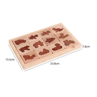 Wooden Shape Matching Puzzle Early Learning Animal Block Puzzle Set Cognitive Development Educational Toy for Young Children, Preschoolers