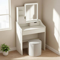 Makeup Table with Storage Shelves Modern Minimalist Style Small Dressing Table Set for Women