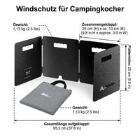 Foldable Wind Screen for Camping Stove, 4 Aluminum Panel Wind Shield 25x95.5cm, with Carry Bag for Hiking & Grilling