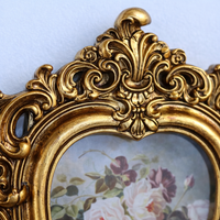 Picture Frame with Ornate Embossed Relief Design for Wall Hanging or Tabletop, Vintage Resin Home Decoration for Family Photos, Classic Display