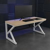 Study Desk Space-Saving Home Office Desk Furniture Reinforced Support Bar Rounded Corners for Bedroom, Small Apartment