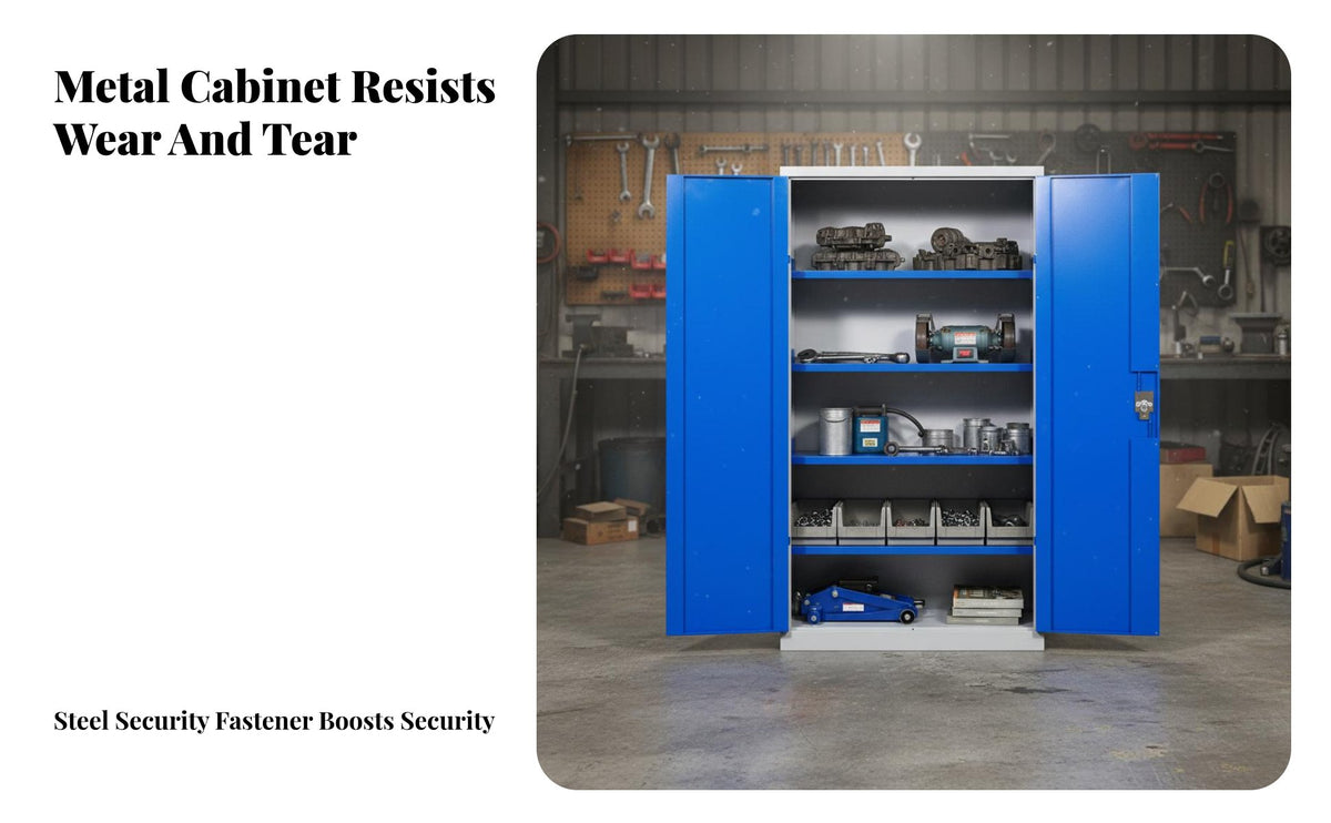 High Load Capacity Heavy-Duty Tool Locker Long-Lasting Lockable Steel Cabinet Multi-Functional Storage Furniture Adjustable Shelves for Factory Workers, Workshop Technicians, DIY Enthusiasts, Garage, Warehouse, Home, Office