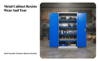 High Load Capacity Heavy-Duty Tool Locker Long-Lasting Lockable Steel Cabinet Multi-Functional Storage Furniture Adjustable Shelves for Factory Workers, Workshop Technicians, DIY Enthusiasts, Garage, Warehouse, Home, Office